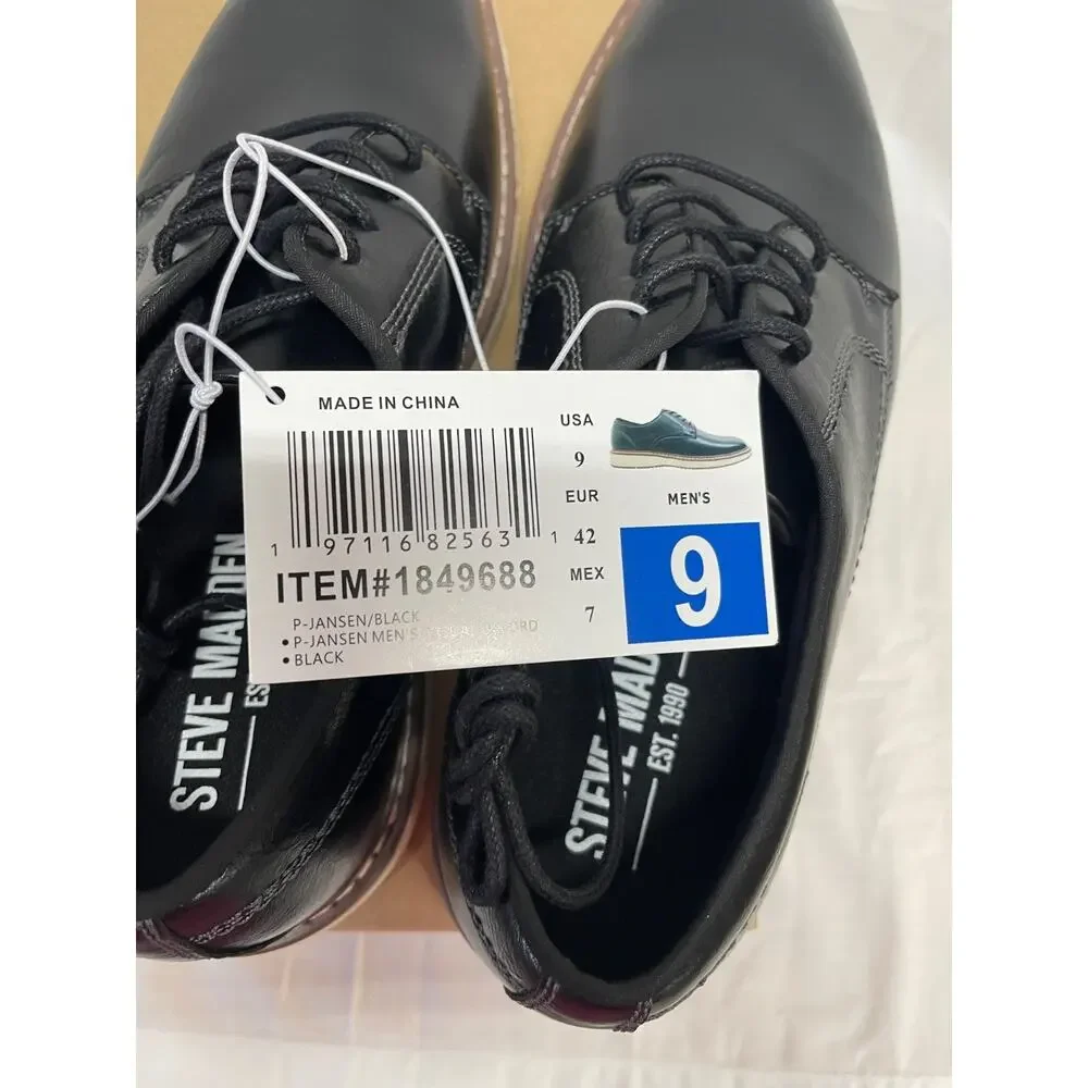 Steve Madden P Jansen Black Men’s Oxford Dress Shoes Size 9 New in Box